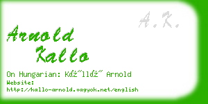 arnold kallo business card